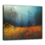 Wildflowers Field Outdoors Clouds Trees Cover Art Storm Mysterious Dream Landscape Canvas 24  x 20  (Stretched)