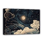 Starry Sky Moon Space Cosmic Galaxy Nature Art Clouds Art Nouveau Abstract Canvas 18  x 12  (Stretched)