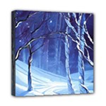Landscape Outdoors Greeting Card Snow Forest Woods Nature Ai Generated Path Trail Santa s Village Vi Mini Canvas 8  x 8  (Stretched)