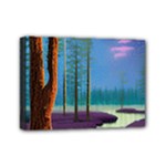 Artwork Outdoors Night Trees Setting Scene Forest Woods Light Moonlight Nature Mini Canvas 7  x 5  (Stretched)