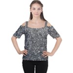 Black and white Abstract expressive print Cutout Shoulder T-Shirt