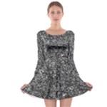 Black and white Abstract expressive print Long Sleeve Skater Dress