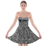 Black and white Abstract expressive print Strapless Bra Top Dress