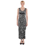 Black and white Abstract expressive print Fitted Maxi Dress