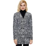 Black and white Abstract expressive print Button Up Hooded Coat 