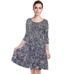 Black and white Abstract expressive print Quarter Sleeve Waist Band Dress
