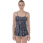 Black and white Abstract expressive print Babydoll Tankini Top