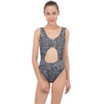 Black and white Abstract expressive print Center Cut Out Swimsuit