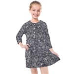 Black and white Abstract expressive print Kids  Quarter Sleeve Shirt Dress