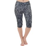 Black and white Abstract expressive print Lightweight Velour Cropped Yoga Leggings