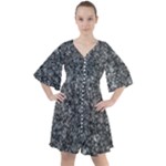 Black and white Abstract expressive print Boho Button Up Dress