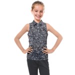 Black and white Abstract expressive print Kids  Sleeveless Polo T-Shirt