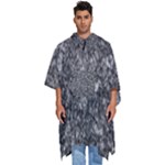 Black and white Abstract expressive print Men s Hooded Rain Ponchos