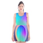 Circle Colorful Rainbow Spectrum Button Gradient Scoop Neck Skater Dress