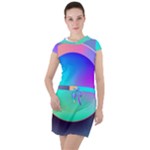 Circle Colorful Rainbow Spectrum Button Gradient Drawstring Hooded Dress