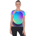 Circle Colorful Rainbow Spectrum Button Gradient Short Sleeve Sports Top 