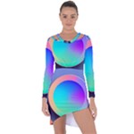 Circle Colorful Rainbow Spectrum Button Gradient Asymmetric Cut-Out Shift Dress