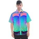 Circle Colorful Rainbow Spectrum Button Gradient Men s Short Sleeve Shirt