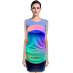 Circle Colorful Rainbow Spectrum Button Gradient Sleeveless Velvet Midi Dress