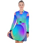 Circle Colorful Rainbow Spectrum Button Gradient Long Sleeve Panel Dress