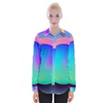 Circle Colorful Rainbow Spectrum Button Gradient Womens Long Sleeve Shirt