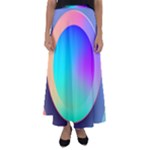 Circle Colorful Rainbow Spectrum Button Gradient Flared Maxi Skirt