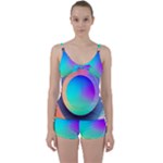 Circle Colorful Rainbow Spectrum Button Gradient Tie Front Two Piece Tankini