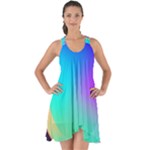 Circle Colorful Rainbow Spectrum Button Gradient Show Some Back Chiffon Dress