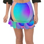 Circle Colorful Rainbow Spectrum Button Gradient Fishtail Mini Chiffon Skirt