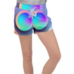 Circle Colorful Rainbow Spectrum Button Gradient Women s Velour Lounge Shorts