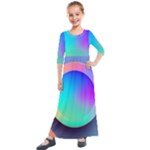 Circle Colorful Rainbow Spectrum Button Gradient Kids  Quarter Sleeve Maxi Dress