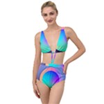 Circle Colorful Rainbow Spectrum Button Gradient Tied Up Two Piece Swimsuit