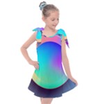 Circle Colorful Rainbow Spectrum Button Gradient Kids  Tie Up Tunic Dress