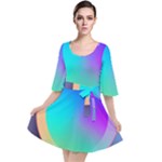 Circle Colorful Rainbow Spectrum Button Gradient Velour Kimono Dress
