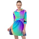 Circle Colorful Rainbow Spectrum Button Gradient Mini Skater Shirt Dress