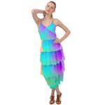 Circle Colorful Rainbow Spectrum Button Gradient Layered Bottom Dress