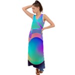 Circle Colorful Rainbow Spectrum Button Gradient V-Neck Chiffon Maxi Dress
