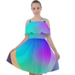 Circle Colorful Rainbow Spectrum Button Gradient Cut Out Shoulders Chiffon Dress
