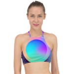 Circle Colorful Rainbow Spectrum Button Gradient Halter Bikini Top