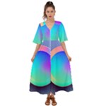 Circle Colorful Rainbow Spectrum Button Gradient Kimono Sleeve Boho Dress