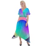 Circle Colorful Rainbow Spectrum Button Gradient Cross Front Sharkbite Hem Maxi Dress