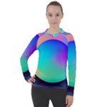 Circle Colorful Rainbow Spectrum Button Gradient Women s Pique Long Sleeve T-Shirt