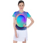 Circle Colorful Rainbow Spectrum Button Gradient Women s Sports Top