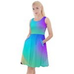 Circle Colorful Rainbow Spectrum Button Gradient Knee Length Skater Dress With Pockets