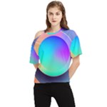Circle Colorful Rainbow Spectrum Button Gradient One Shoulder Cut Out T-Shirt