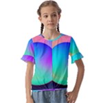 Circle Colorful Rainbow Spectrum Button Gradient Kids  Cuff Sleeve Scrunch Bottom T-Shirt