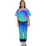 Circle Colorful Rainbow Spectrum Button Gradient Kids  T-Shirt and Pants Sports Set