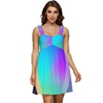 Circle Colorful Rainbow Spectrum Button Gradient Ruffle Strap Babydoll Chiffon Dress