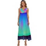 Circle Colorful Rainbow Spectrum Button Gradient V-Neck Sleeveless Loose Fit Overalls