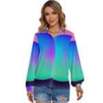 Circle Colorful Rainbow Spectrum Button Gradient Women s Long Sleeve Button Up Shirt